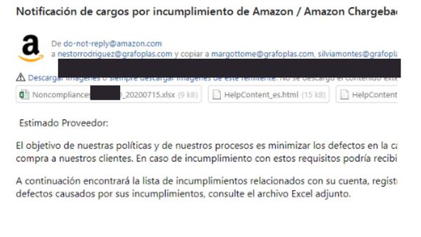 No conformidad de Amazon y disputas por falta de mercancÃ­a.