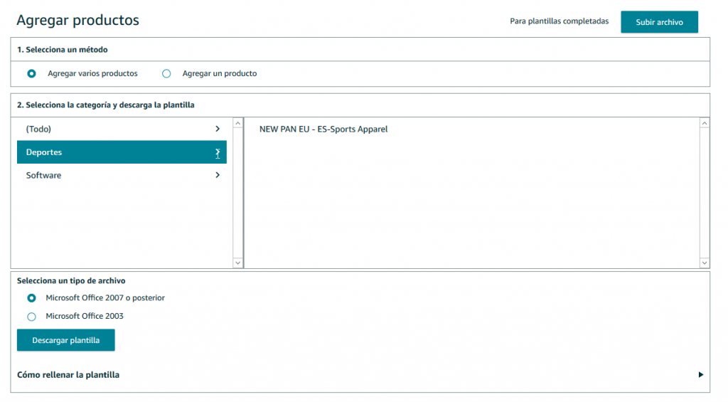 Subir productos a amazon online