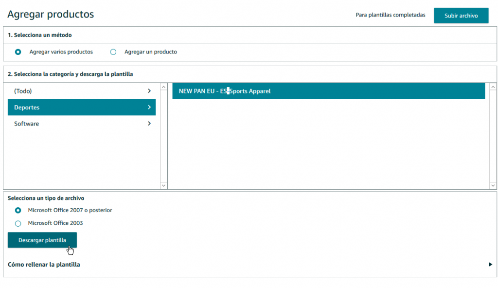 descargar plantilla excel para subir productos en lote